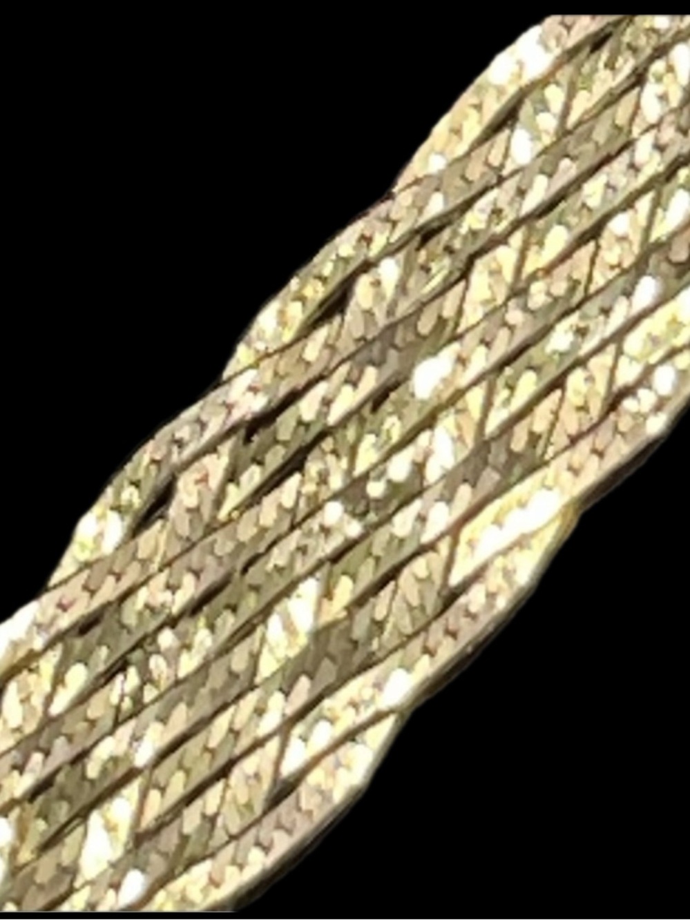 18k Gold Technibond Diamond Cut Twisted Herringbone Sparkle Bracelet Vintage HSN
